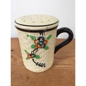 Vtg Hotta Yu Shoten Japanese Basketweave Majolica Spice Salt Pepper Sugar Shaker